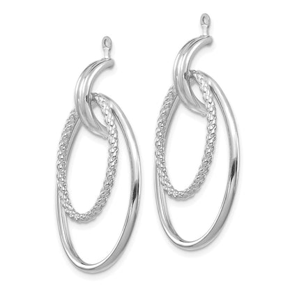 14K White Gold Polished Double Oval Doorknocker Earring Jackets