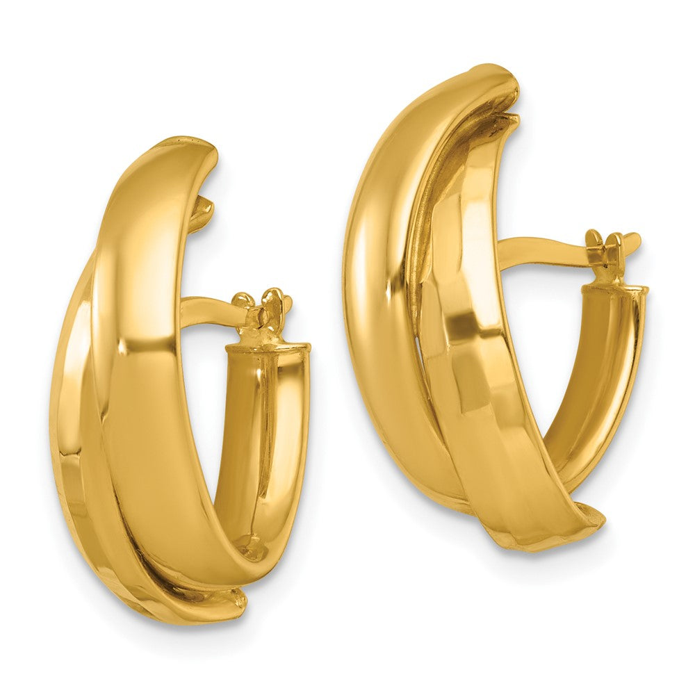 14K Yellow Gold Polished Fancy Double J-Hoop Earrings