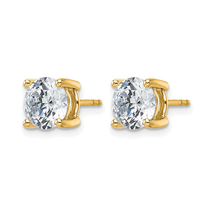 14K Yellow Gold 4 carat Certified Lab Grown Diamond VS+ F+ Round Complete Four Prong Lightweight Stud Earrings