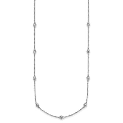 14K White Gold Complete 5/8 carat Bezel-set Diamond and Cable Chain 17-Station 20 Inch Necklace