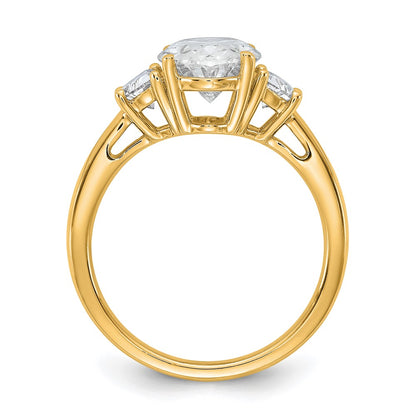 14K Yellow Gold 3 1/8 carat Certified Lab Grown Diamond VS+ F+ Complete Oval and Half Moon Three Stone Engagement Ring