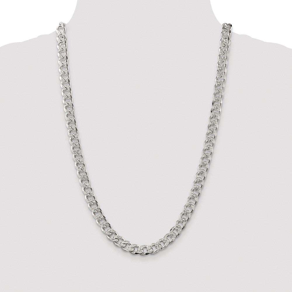 Sterling Silver Rhodium-plated 9.3mm Pav‚ Curb 26 Inch Chain – goldia ...