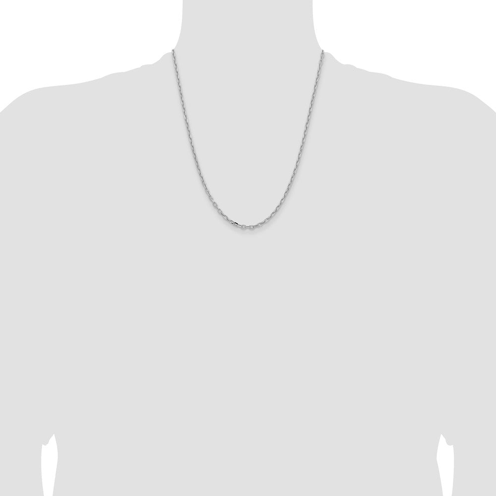 14K White Gold 3mm Semi-solid D/C Open Link Cable 22 Inch Chain