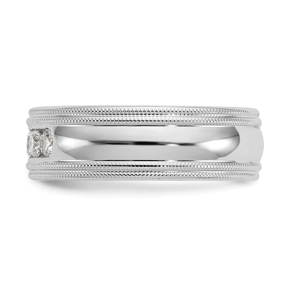 True Origin 14K White Gold 1/2 carat Lab Grown Diamond VS+ F+ Size 9 Complete Double Miligrain Wedding Band Ring