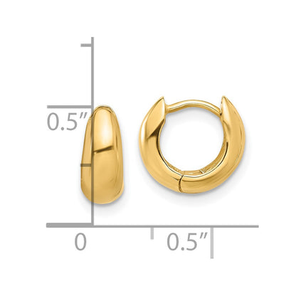 14K Yellow Gold Polished Hinged Huggie Hoop Earrings