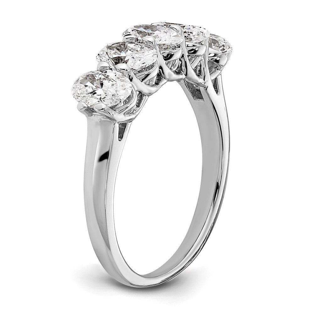 True Origin 14K White Gold 2 carat Lab Grown Diamond VS+ F+ Complete Oval Five Stone Ring
