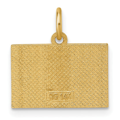 14K Yellow Gold Polished Enameled Rainbow Flag Pendant