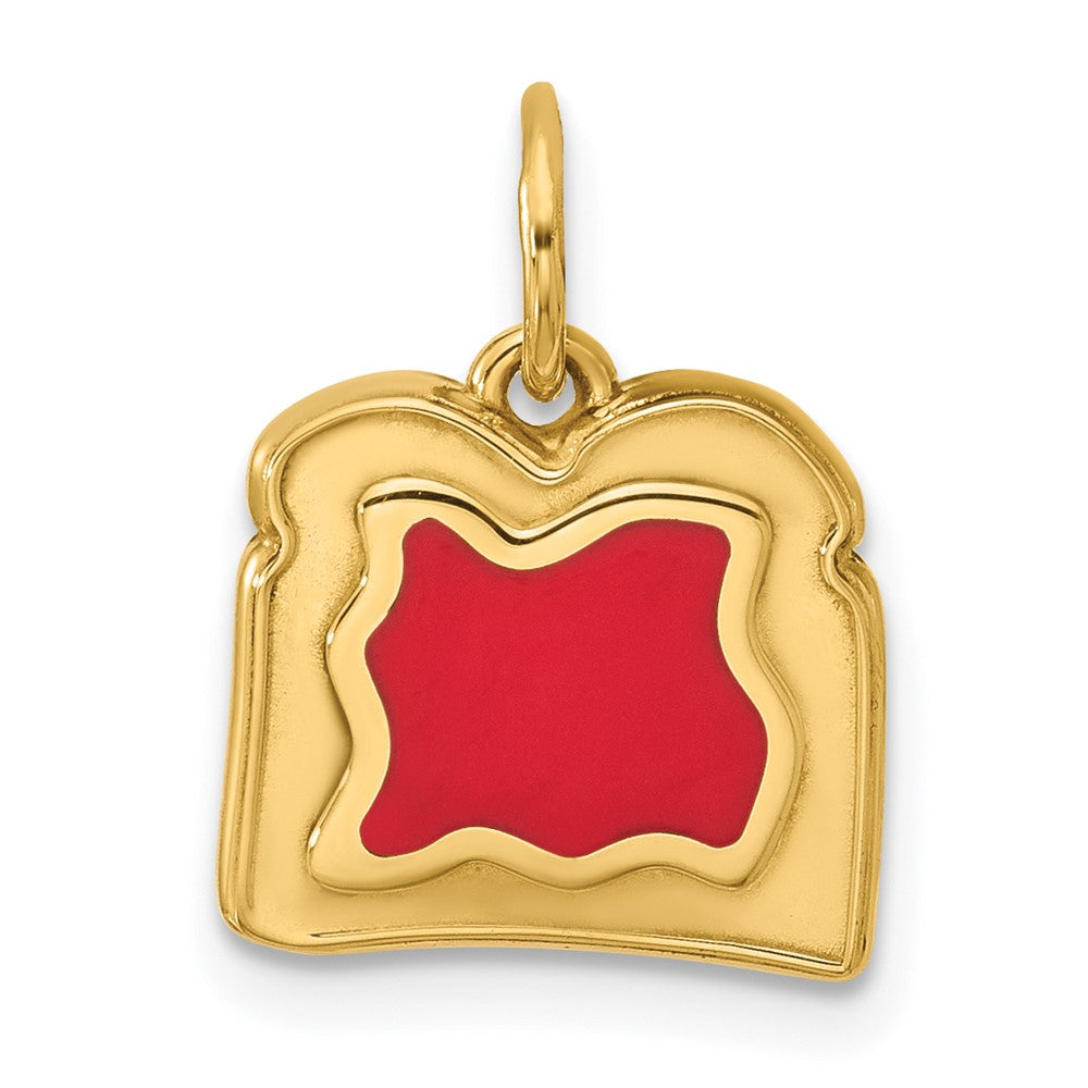 14K Yellow Gold Red Enameled Fancy Toast and Jam Charm