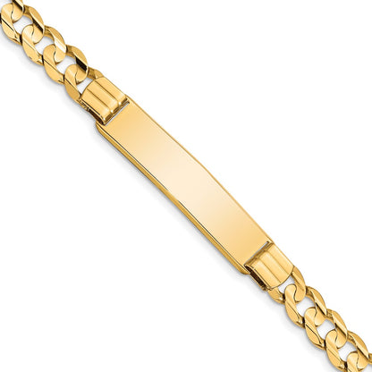 14K Yellow Gold Polished Solid Chain/Solid Plate Curb Link 37x8mm Plate 8 Inch ID Bracelet