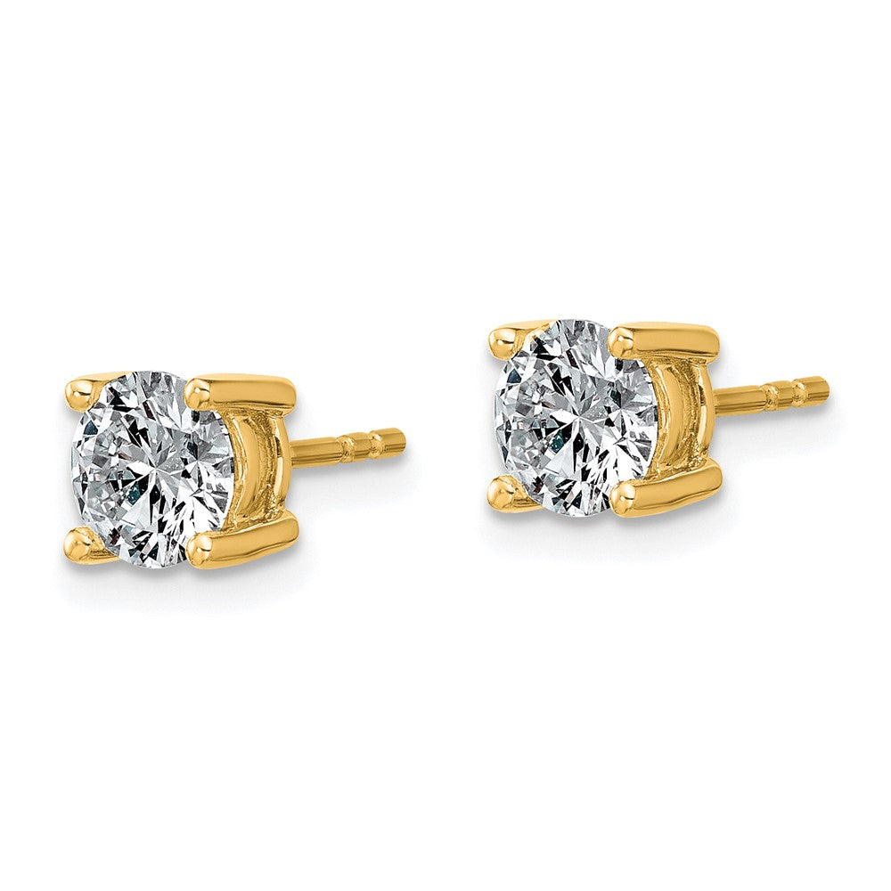 14K Yellow Gold 1 1/2 carat Lab Grown Diamond VS/SI+ G+ Round Complete Four Prong Lightweight Stud Earrings