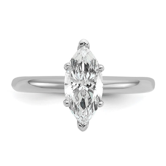 14K White Gold 1 carat Lab Grown Diamond VS+ F+ Marquise Solitaire Complete Engagement Ring