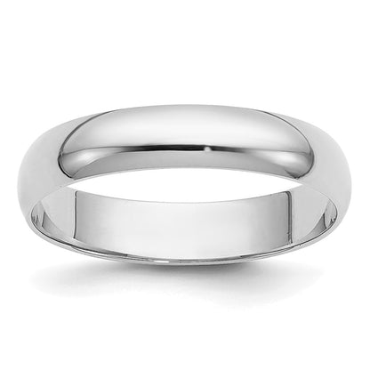 14k White Gold 3.5mm Half Round Wedding Band Ring