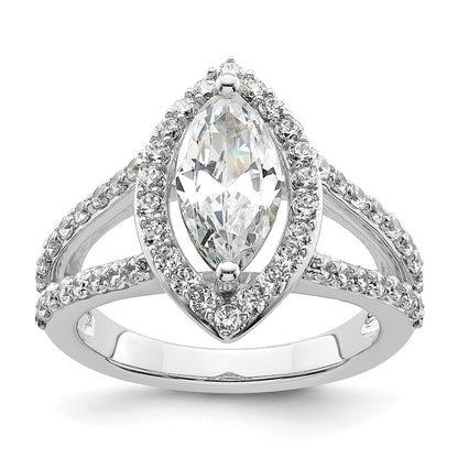 14K White Gold Halo Plus (Holds 2 carat (12x6mm) Marquise Center) 1 carat Diamond Semi-Mount Engagement Ring