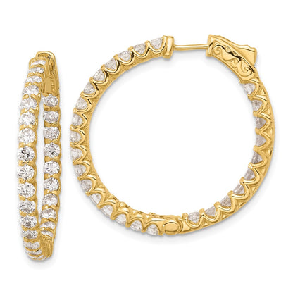 14K Yellow Gold 3.2 carat Diamond In/Out Hoop w/Safety Clasp Earrings
