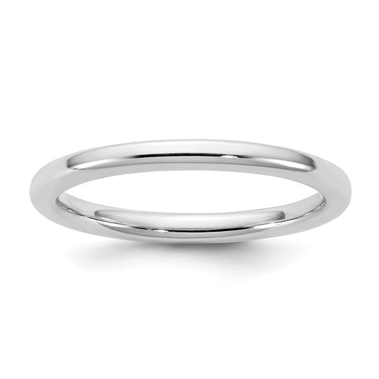 14k White Gold 2mm European Comfort Fit Wedding Band Ring