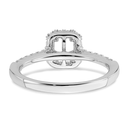 14K White Gold Halo (Holds 1/2 carat (5.3x3.9mm) Emerald-cut Center) 1/4 carat Diamond Semi-mount Engagement Ring