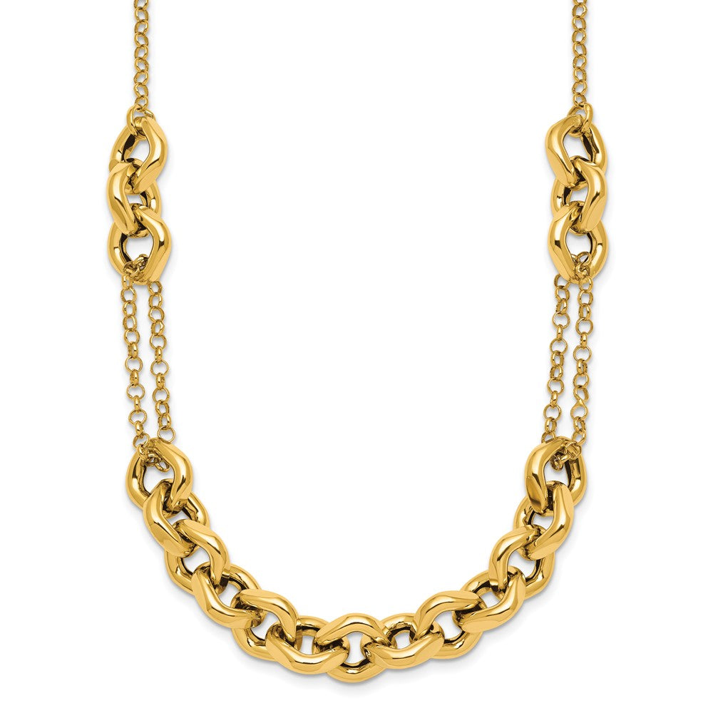 14K Yellow Gold Polished Fancy Multi Link Chain 18 Inch Necklace