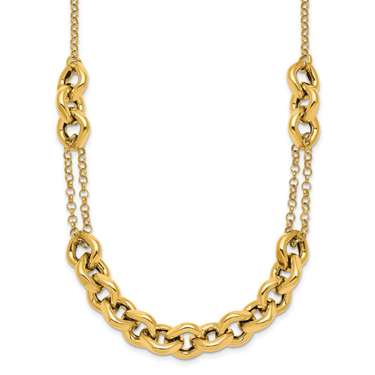14K Yellow Gold Polished Fancy Multi Link Chain 18 Inch Necklace