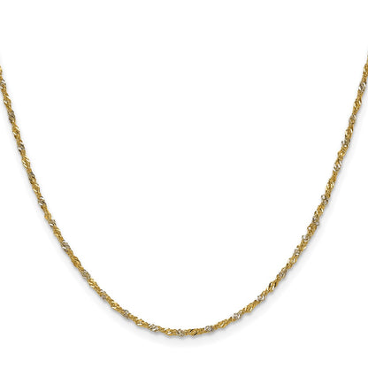 14K Yellow Gold with Rhodium 1.65mm Singapore 18 Inch Chain