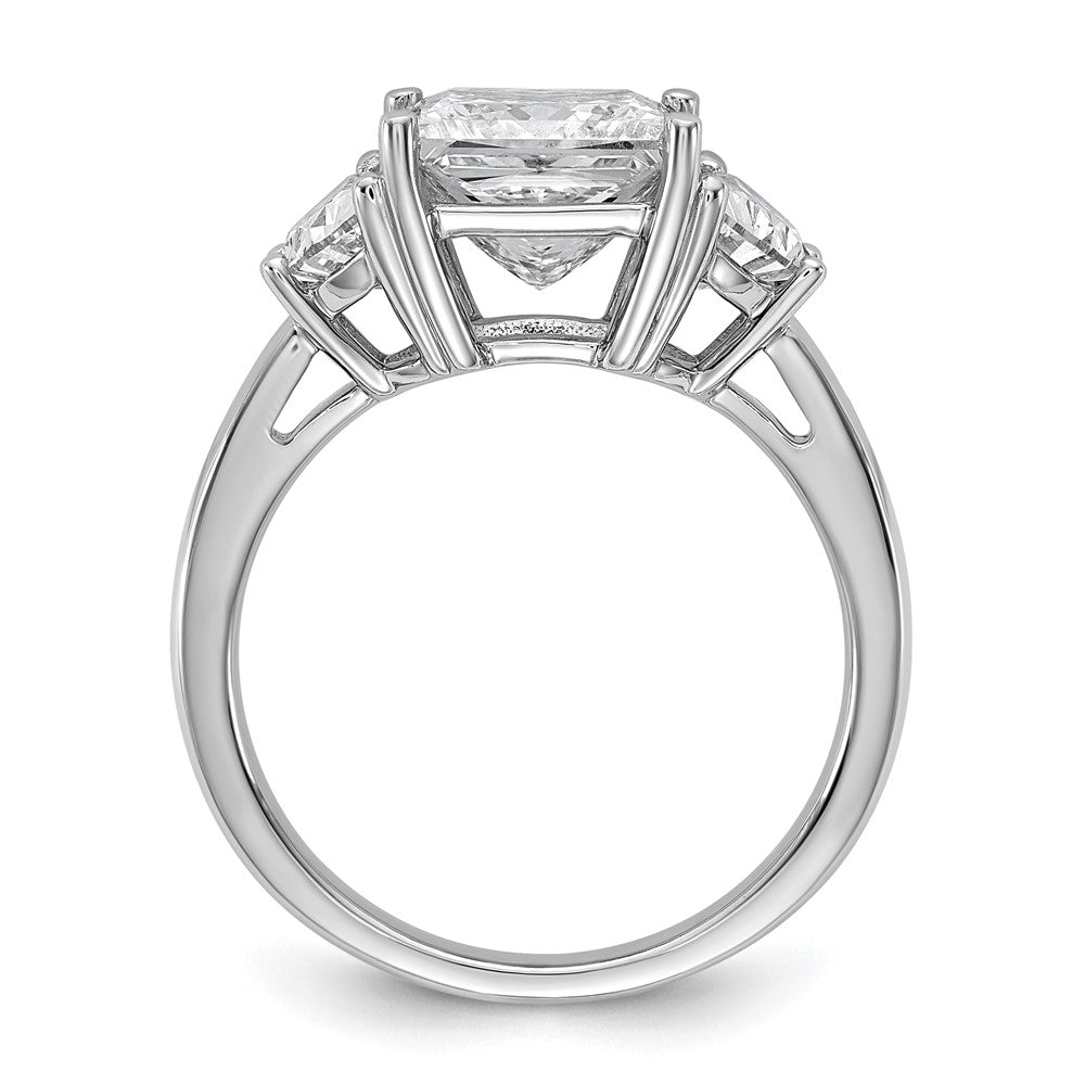14K White Gold 4 carat Certified Lab Grown Diamond VS/SI+ G+ Princess and Half Moon Complete Three Stone Engagement Ring