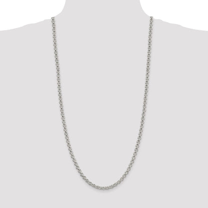 Sterling Silver Rhodium-plated 5mm Rolo 30 Inch Chain