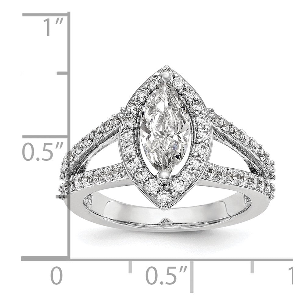 14K White Gold Halo Plus (Holds 1 carat (10x5mm) Marquise Center) 3/4 carat Diamond Semi-Mount Engagement Ring