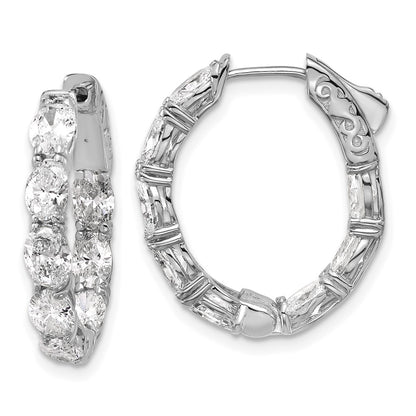 14K White Gold Certified 5x3 Oval Lab Grown VS/SI FGH Diamond Inside/Outside Hoop Ear