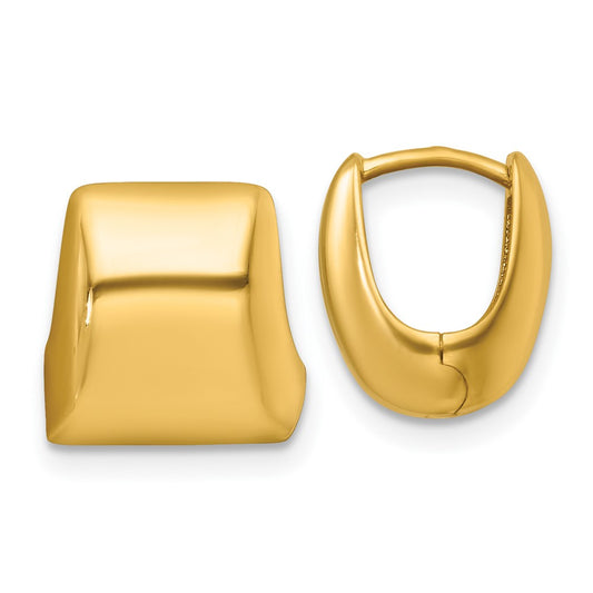 14K Yellow Gold Polished Square Hinged Hoop Earrings