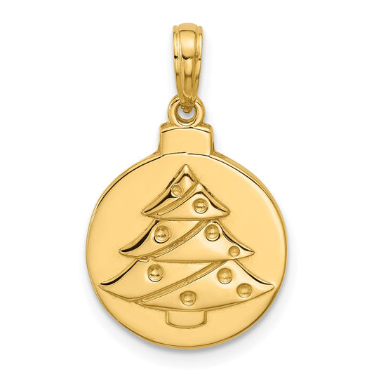 14K Yellow Gold Polished Christmas Tree Ornament Pendant