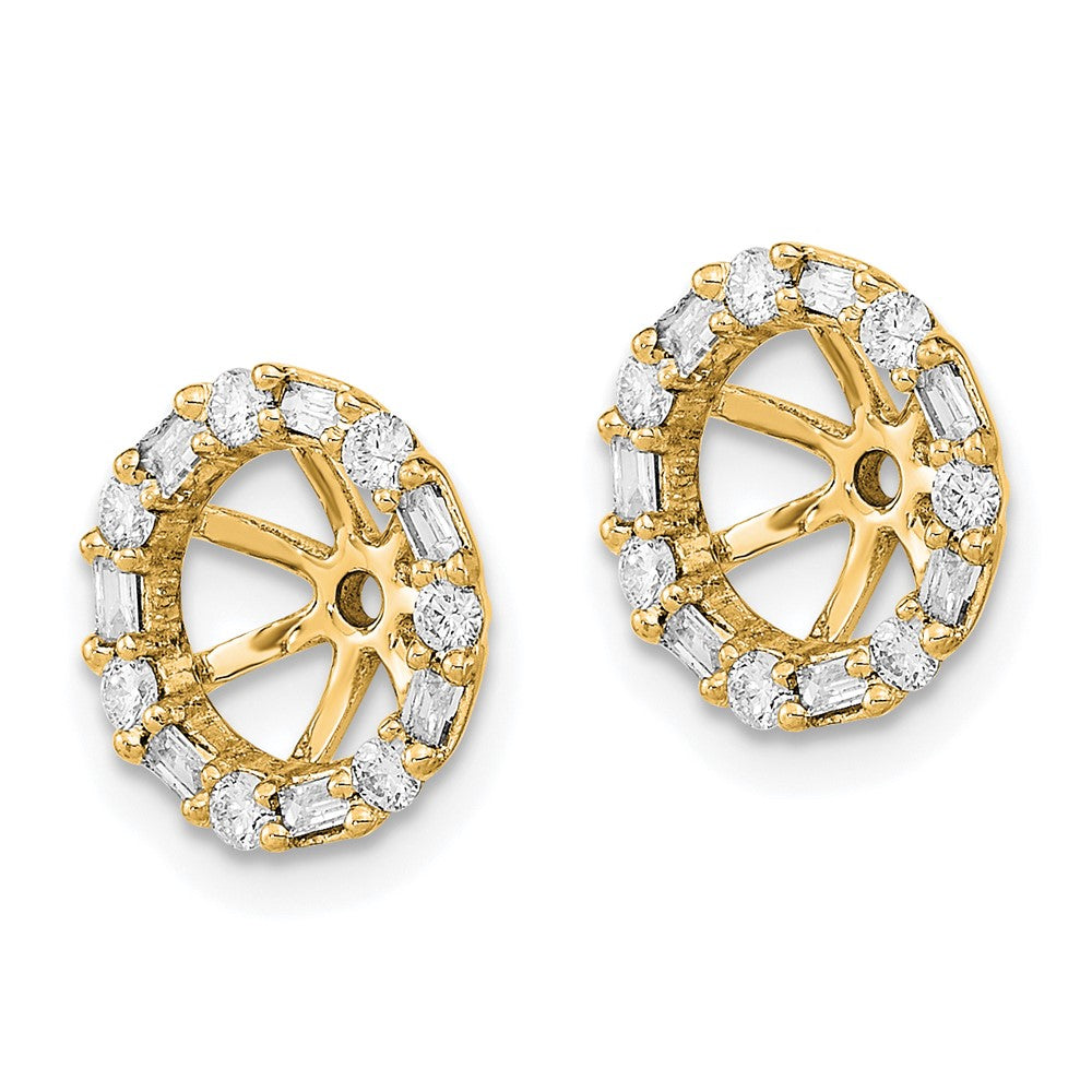 14K Yellow Gold 1/3 carat Diamond Circle Earring Jackets