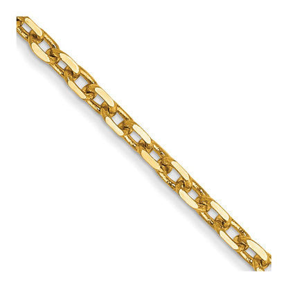 14K Yellow Gold 20 Inch 1.8mm Diamond-cut Round Open Link Cable with Lobster Clasp Chain