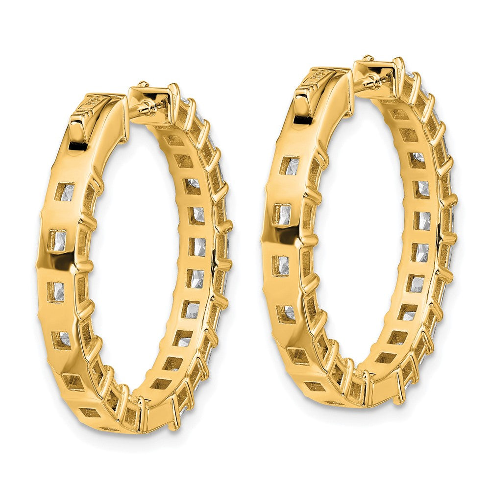 14K Yellow Gold 6 1/8 Lab Grown Diamond VS/SI+ G+ Princess Complete In and Out Hoop Earrings