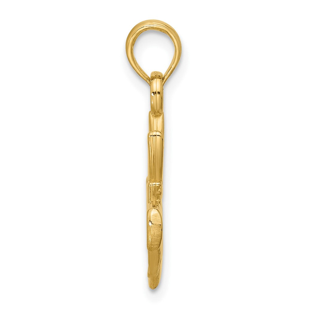 14K Yellow Gold Polished Heart Crown Pendant