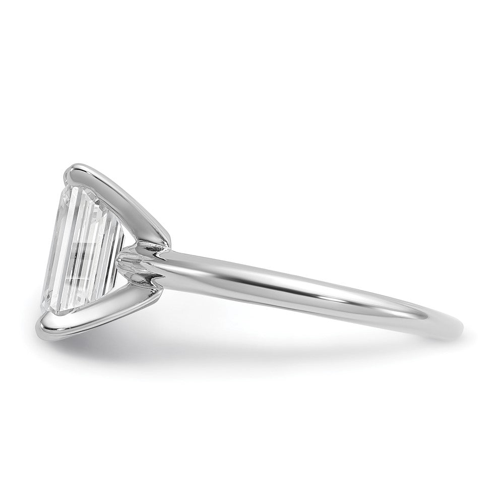 14K White Gold 2 1/2 carat Lab Grown Diamond VS+ F+ Emerald Solitaire Complete Engagement Ring