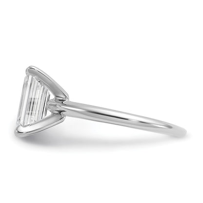 14K White Gold 2 1/2 carat Lab Grown Diamond VS+ F+ Emerald Solitaire Complete Engagement Ring