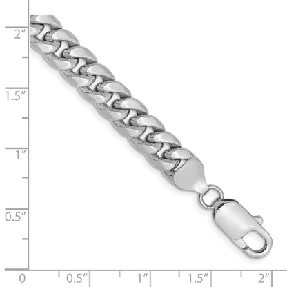 14K White Gold 7.3mm Semi-Solid Miami Cuban Chain Bracelet