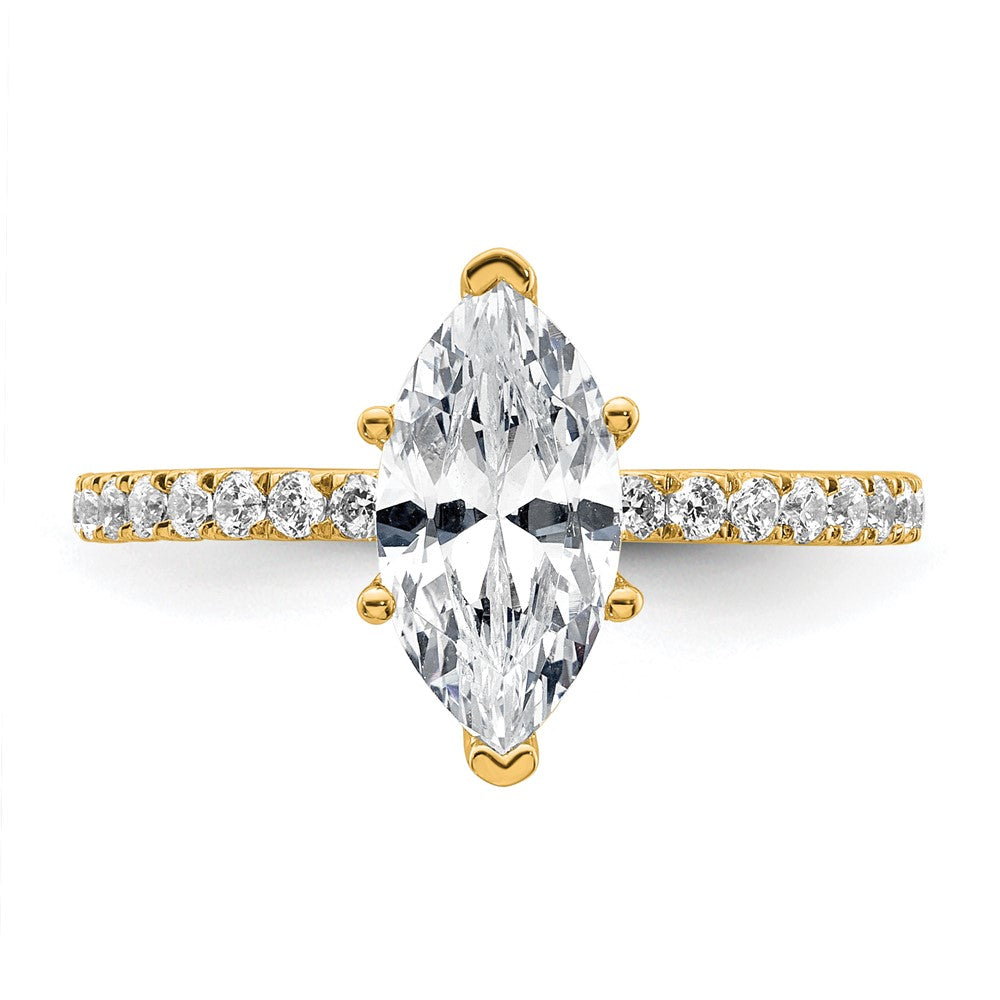 14K Yellow Gold 2 carat Certified Lab Grown Diamond VS/SI+ G+ Marquise Complete Solitaire with Flair Engagement Ring