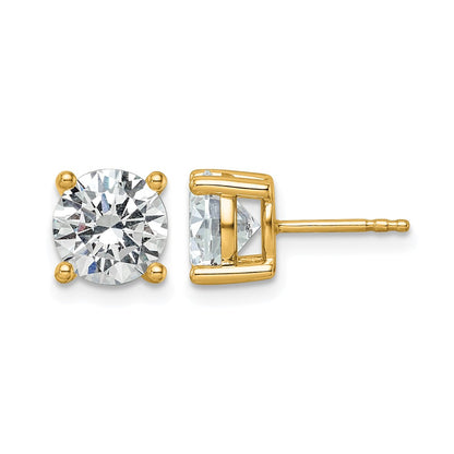 14K Yellow Gold 3 carat Certified Lab Grown Diamond VS/SI+ G+ Round Complete Four Prong Lightweight Stud Earrings