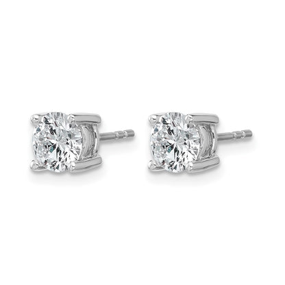14K White Gold 1 1/2 carat Certified Lab Grown Diamond VS/SI+ G+ Round Complete Four Prong Lightweight Stud Earrings