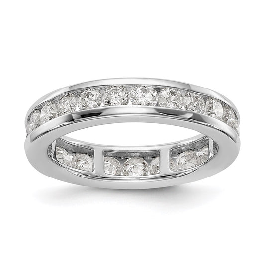 14K White Gold Polished 2ct Channel Set Diamond Eternity Wedding Band Ring