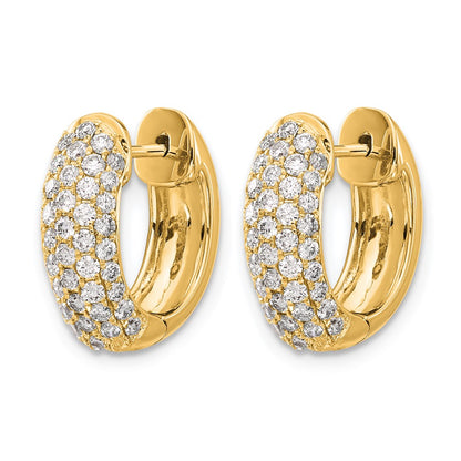 14K Yellow Gold 1 carat Diamond Pave Hinged Hoop Earrings