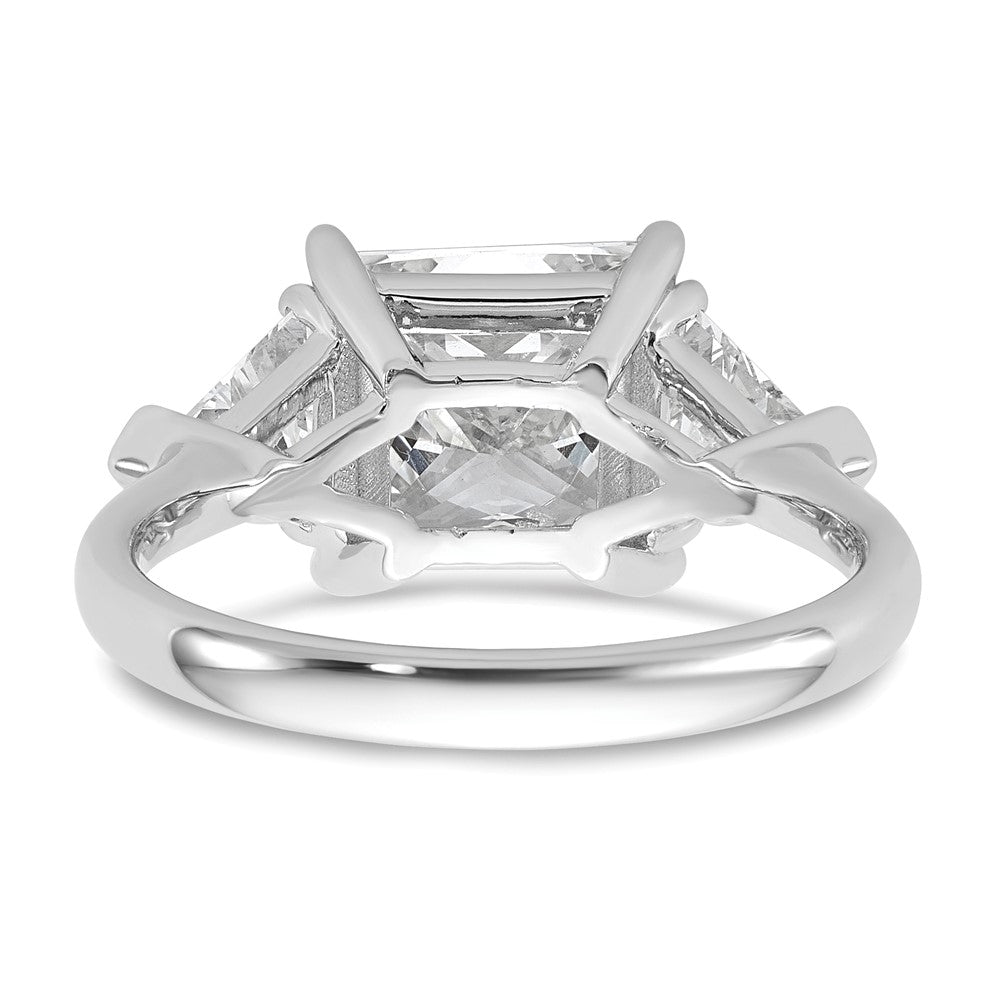 14K White Gold 4 1/8 carat Certified Lab Grown Diamond VS/SI+ G+ Princess and Trillion Complete Three Stone Engagement Ring