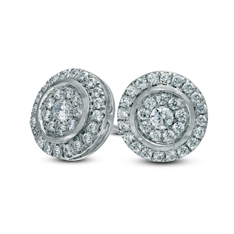 0.38 CT. T.W. Composite Diamond Frame Stud Earrings in 10K White Gold