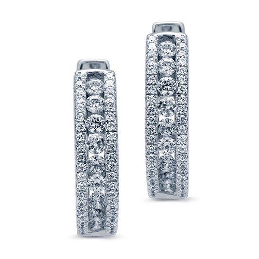 1 CT. T.W. Diamond Hoop Earrings in 10K White Gold