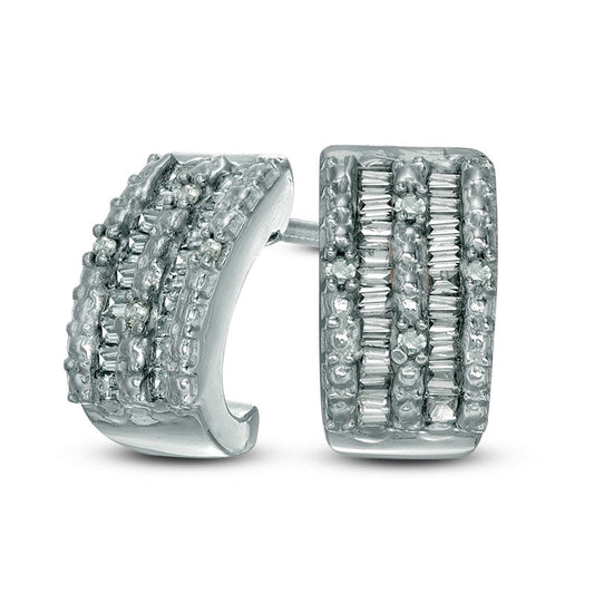 0.25 CT. T.W. Composite Diamond J-Hoop Earrings in 10K White Gold