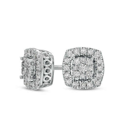 0.25 CT. T.W. Composite Diamond Frame Stud Earrings in 10K White Gold