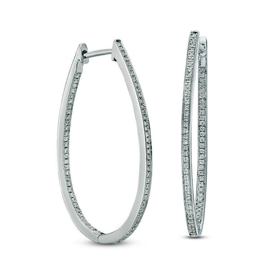 0.5 CT. T.W. Diamond Inside-Out Hoop Earrings in 10K White Gold