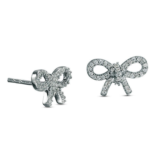 0.2 CT. T.W. Diamond Bow Stud Earrings in 10K White Gold