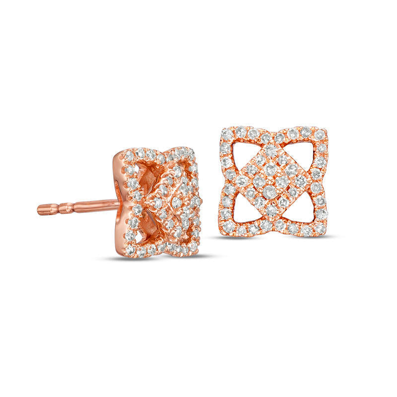 0.25 CT. T.W. Diamond Lotus Stud Earrings in 10K Rose Gold