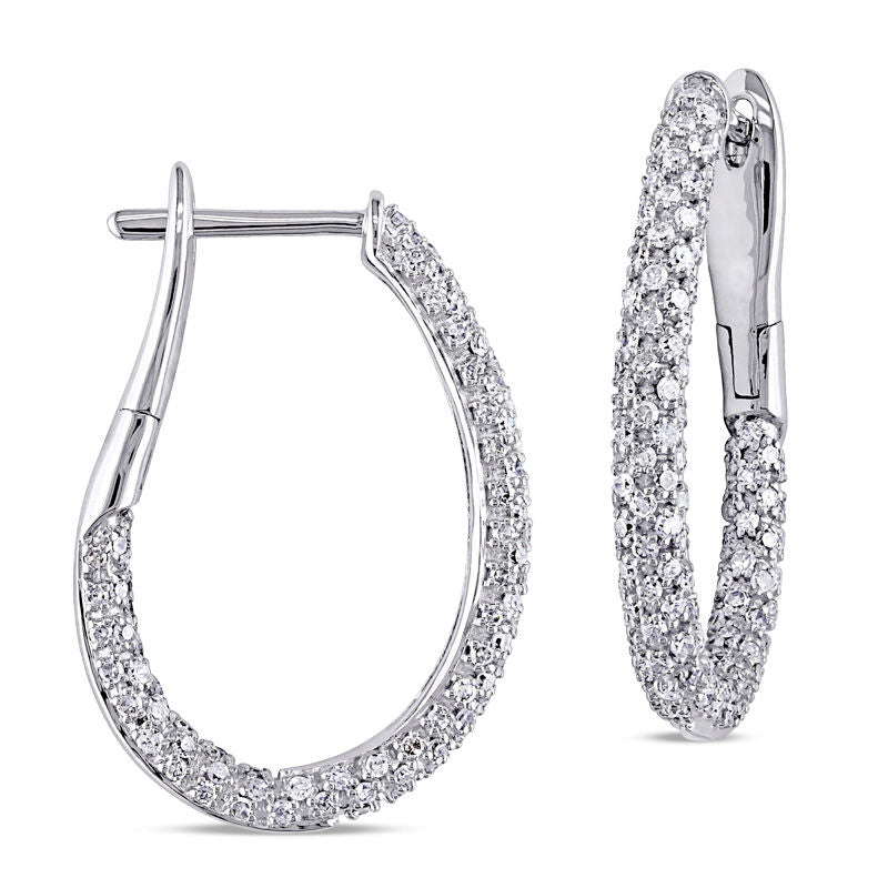 1 CT. T.W. Diamond Inside-Out Hoop Earrings in 14K White Gold